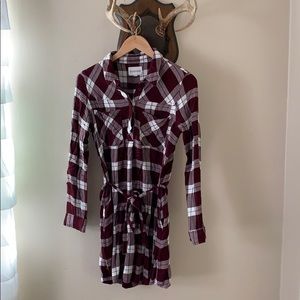 Super adorable Burgundy plaid dress with belt